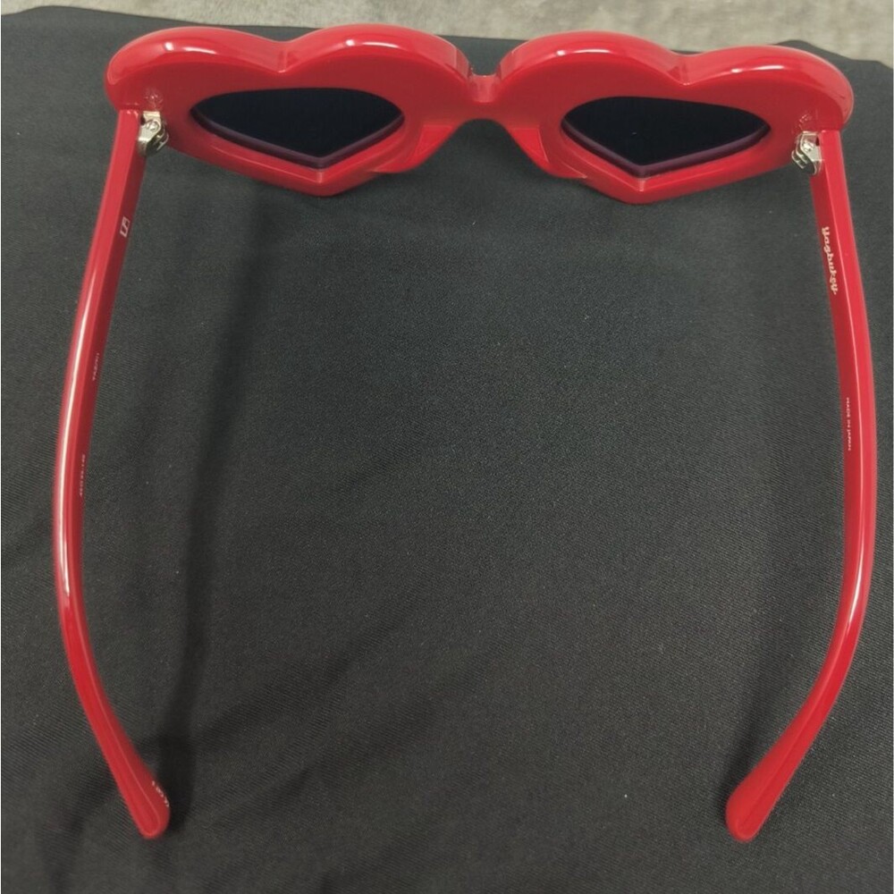 Linda Farrow Yazbukey RARE Red‎ Pink Peach Mirror Heart Frame Sunglasses NEW - Picture 5 of 13